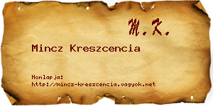 Mincz Kreszcencia névjegykártya